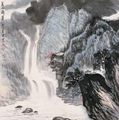卢星堂 夏山滴翠图 立轴